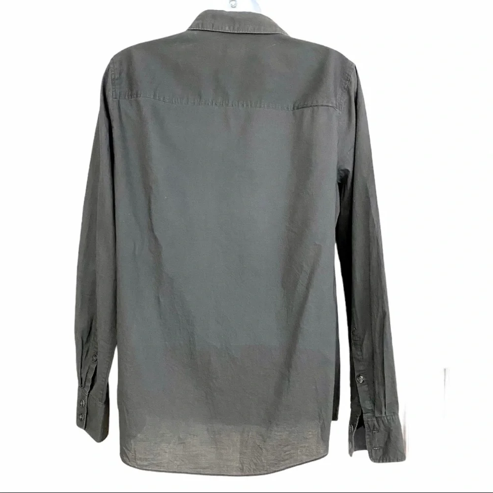 J. Crew Gray Cotton Embellished Button-front Shirt Small Officecore Work Career